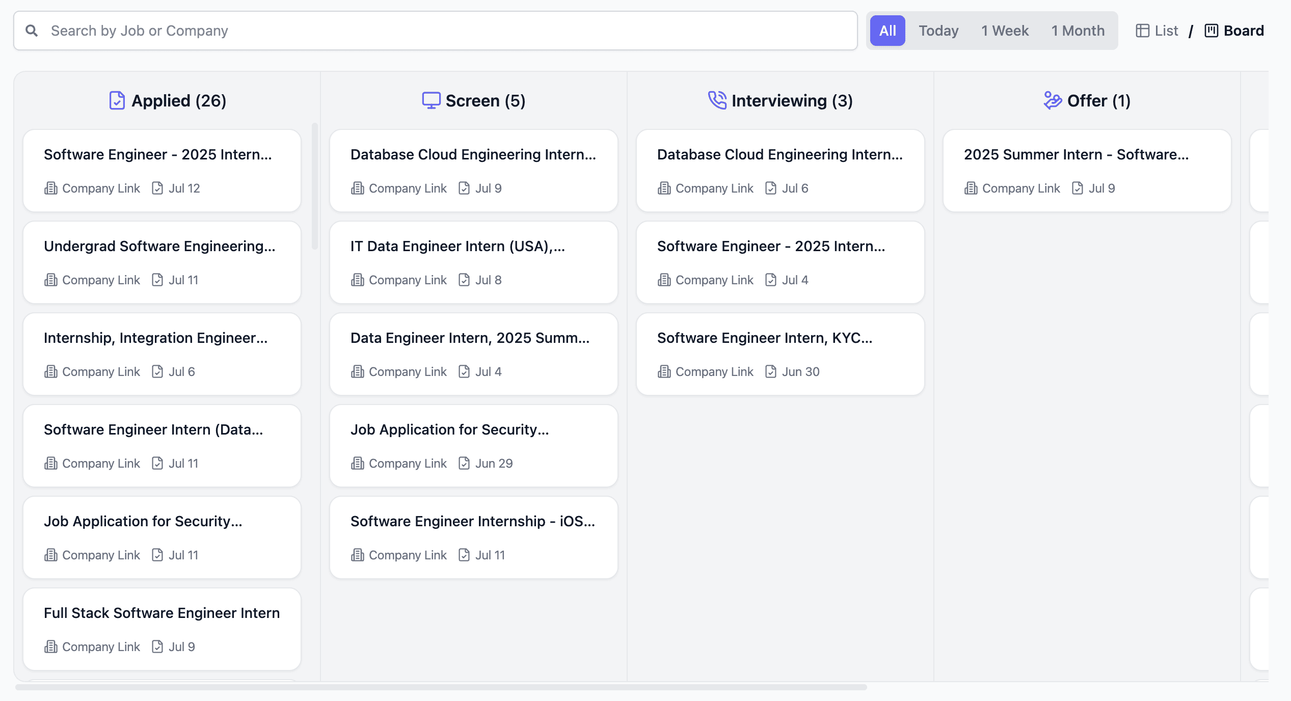 Application Status Board