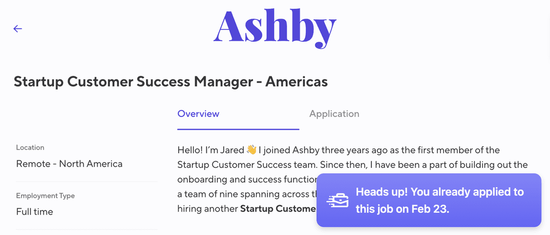 Already Applied Banner