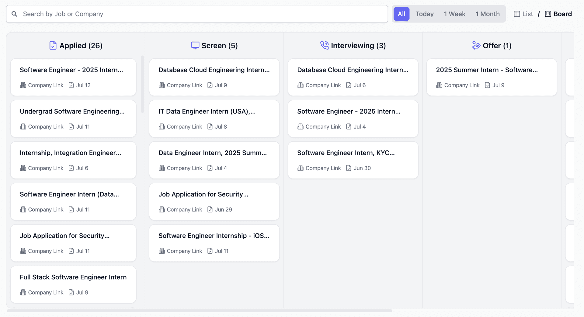 Application Status Board