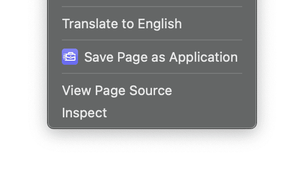 Context Menu - Save Page as Application